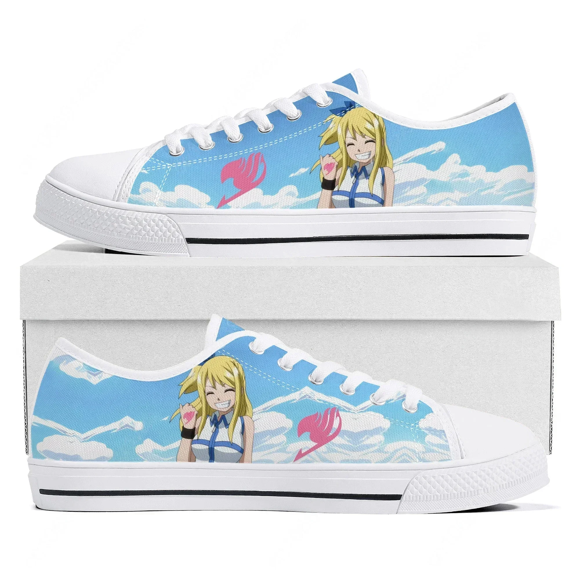 Lucy Heartfilia F-Fairy T-Tail Low Top Sneakers High Quality Mens Womens Teenager Canvas Sneaker Couple Shoes Custom White Shoe