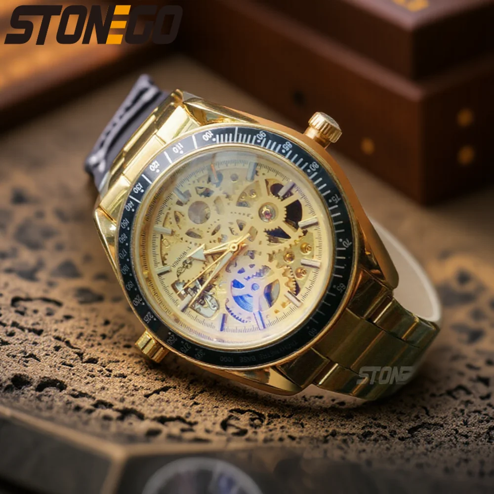 

Автоматические механические женские часы-скелетоны с автоподзаводом, водонепроницаемые, с золотым покрытием, в ретро-стиле, для делового и повседневного образа