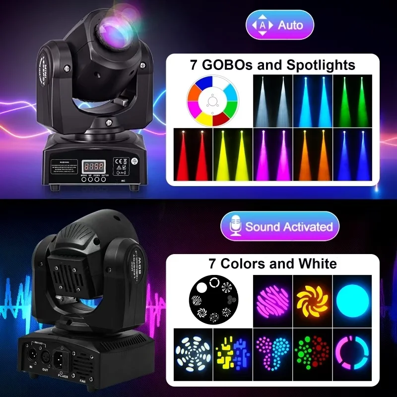 2PCS 60W Mini Led Dmx Gobo Moving Head Spot Light For Club Dj Stage Lighting Party Disco Wedding Event view 4