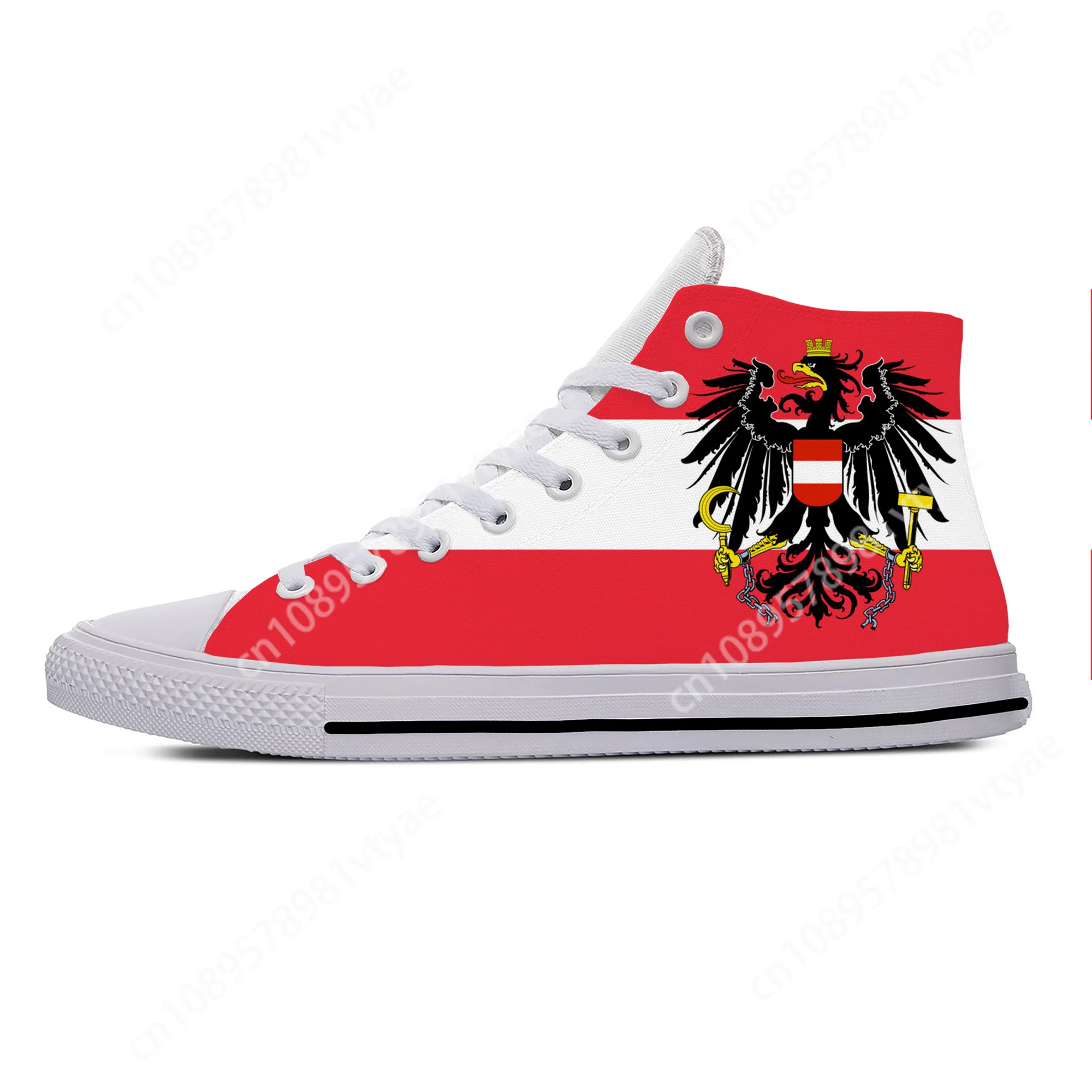 Hot Austria Austrian Republic Flag Patriotic Fashion Casual Shoes Lightweight Men Women Sneakers Breathable High Top Board Shoes