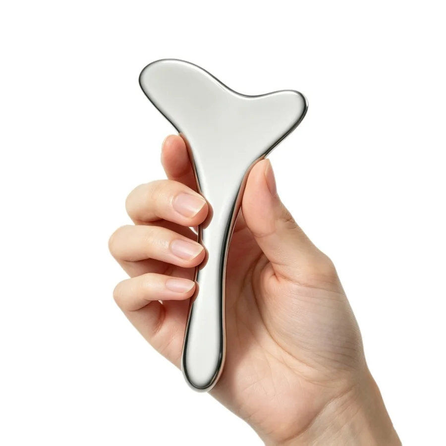 1Pc Y-Shape Stainless Steel Face & Neck Massager, Smooth Edge Manual Tool, Lightweight Portable for Home Travel, Gift for All