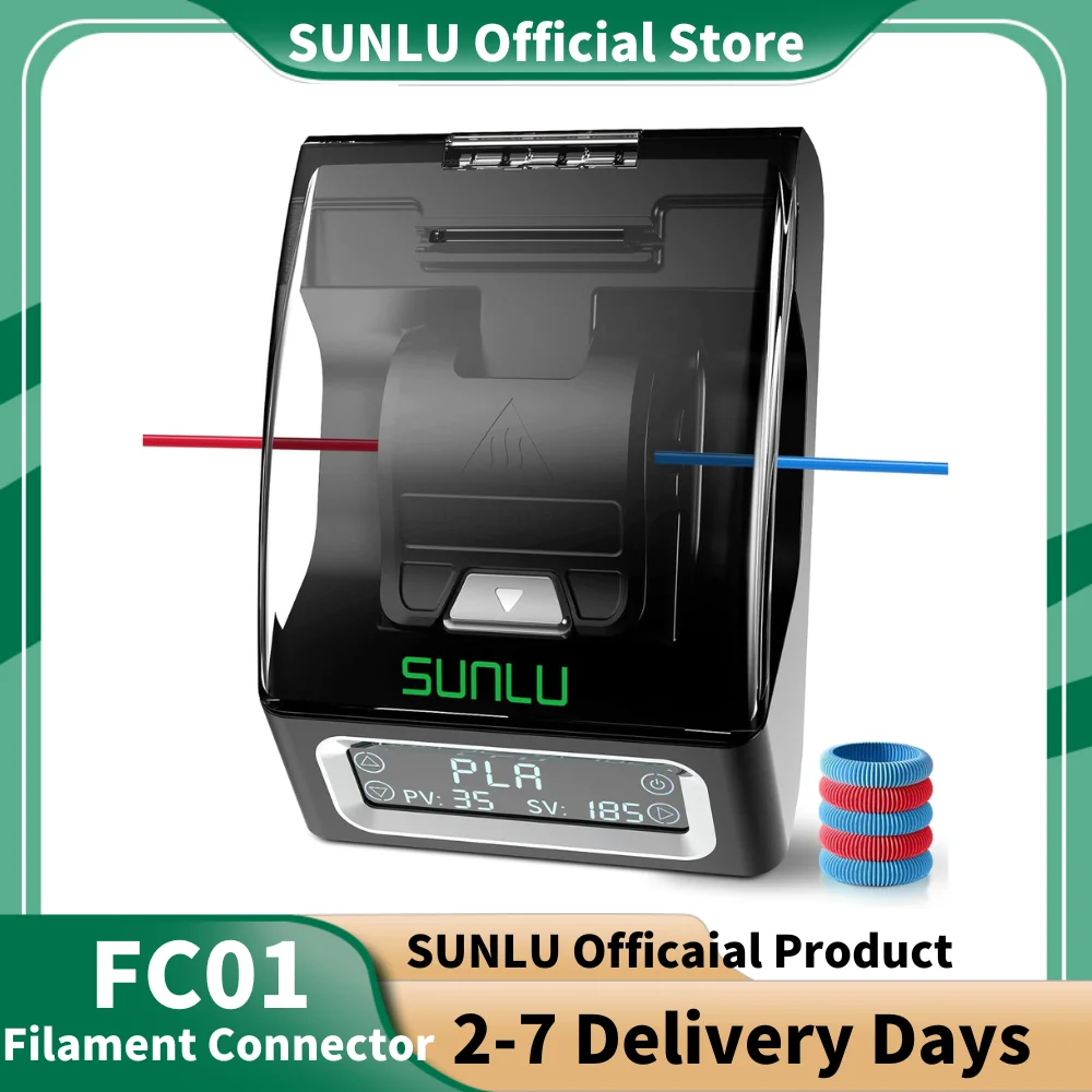 SUNLU FC01 Filament Connector Fast Heating 3D Print Filament 1.75mm For PLA PETG PCL ABS PA PC Recycled Filament Tails Multiple