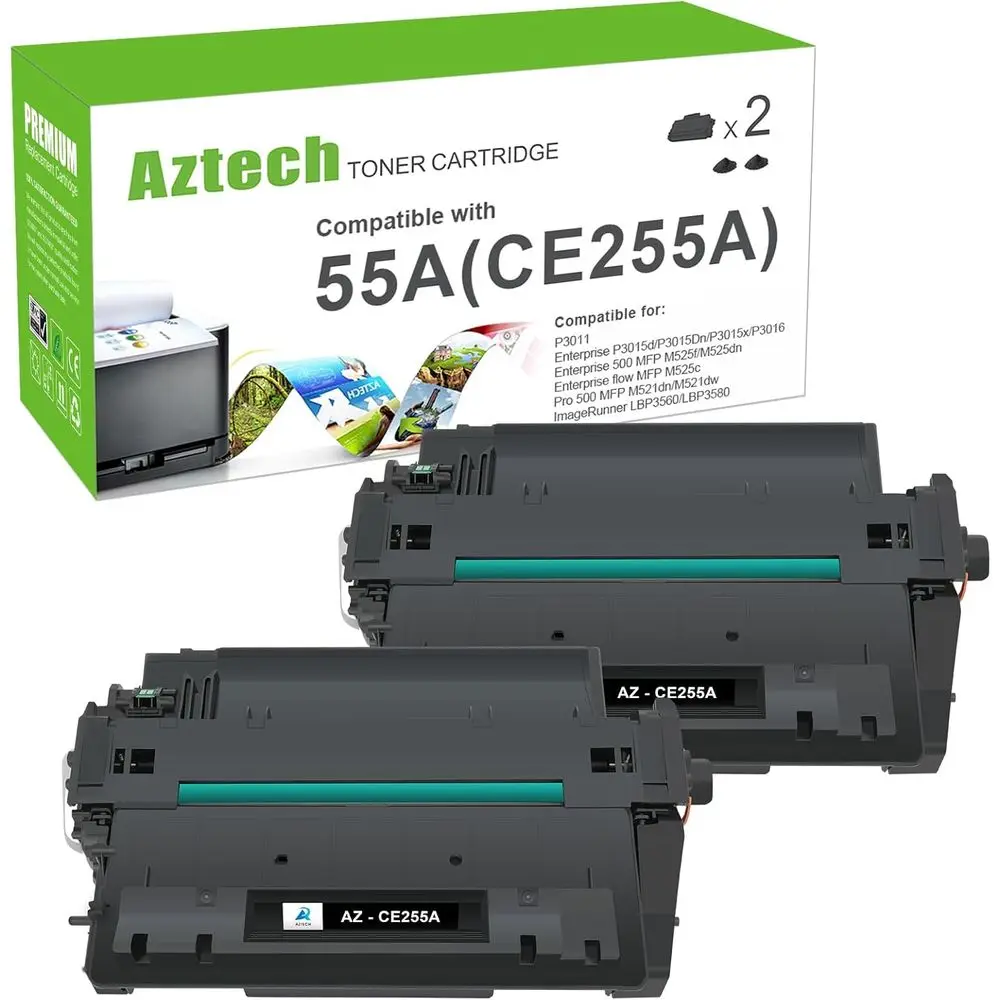 

Toner Cartridge for P3015 55A 55X CE255A CE255X M521dn 55A, 2-Pack for P3011 P3015d P3015x P3015dn P3016 Pro 500 MP M521dn M521d
