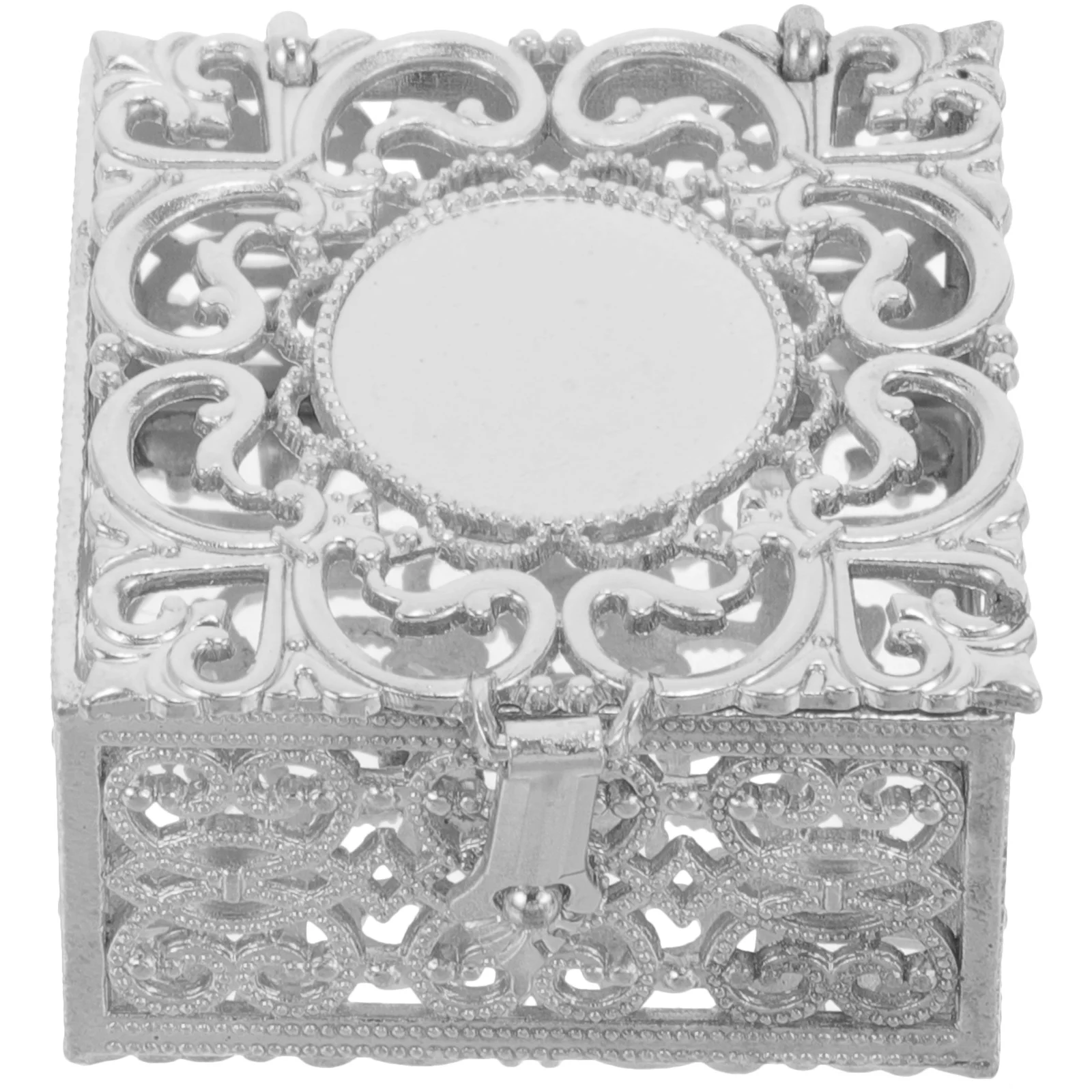 

Rosaries Beads Box Vintage Zinc Alloy Jewelry Organizer Small Travel Jewelry Storage Container for Rings Bracelets Metal Case