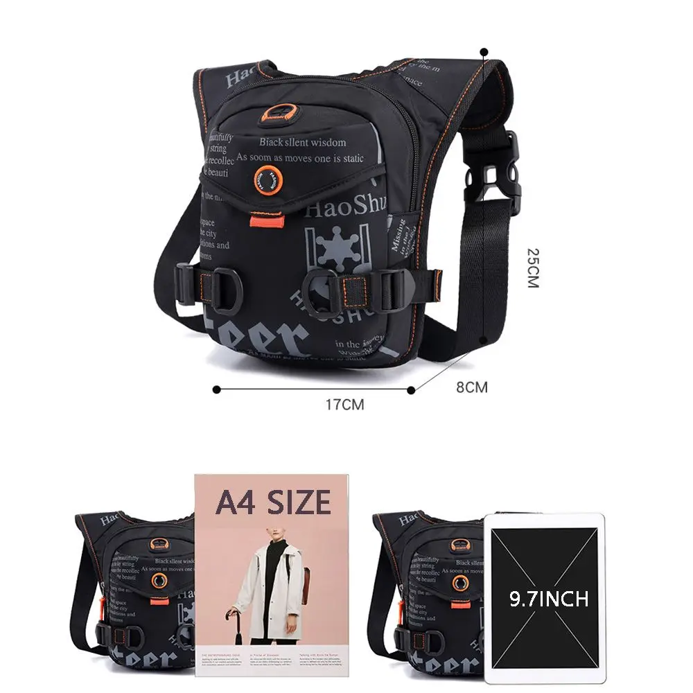 Men Waterproof Nylon Drop Leg Bags Thigh Hip Bum Belt Bag Waist Fanny Pack Boys Travel Riding Motorcycle Crossbody Shoulder Bags