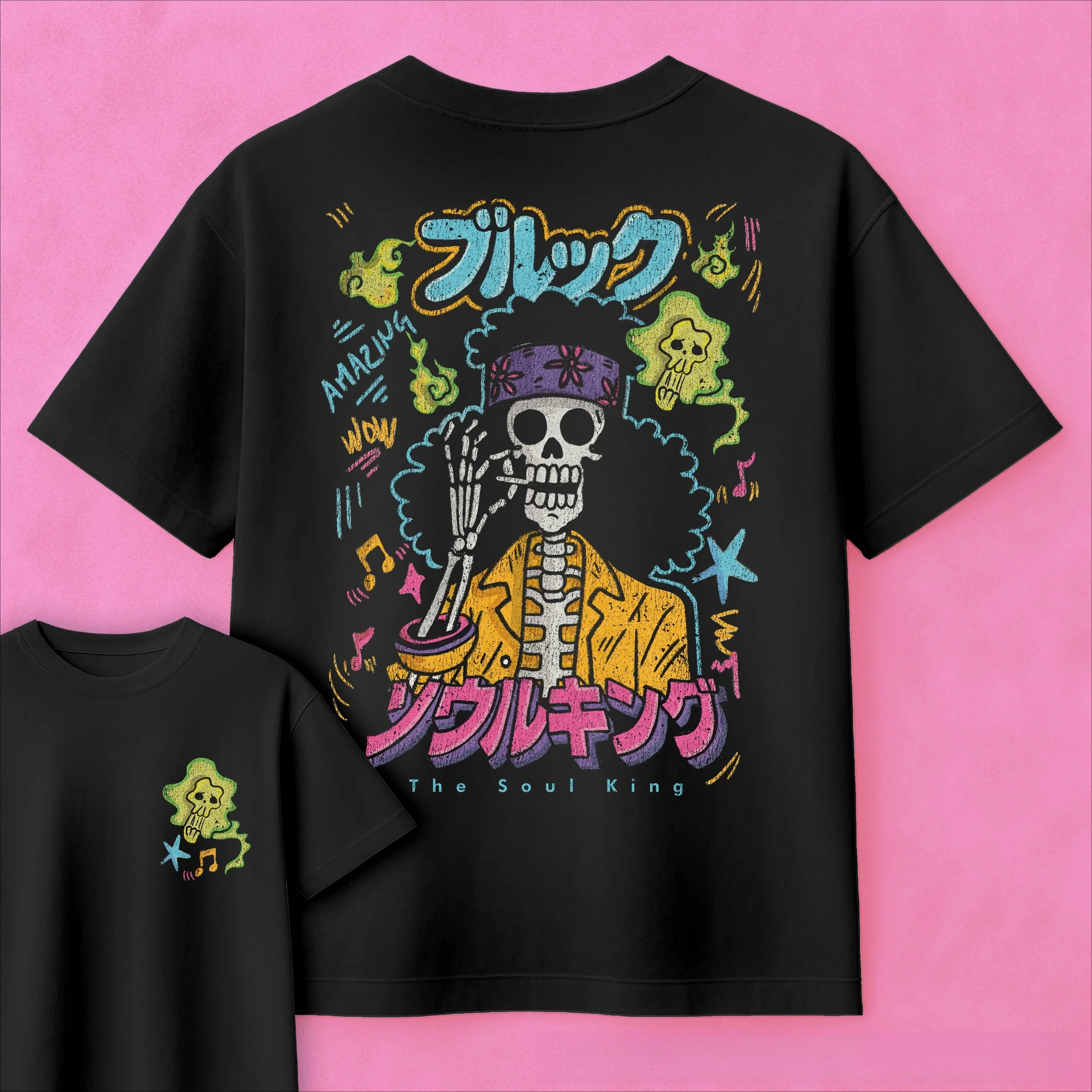 One Piece Anime Brook The Soul King Printed T-shirt Summer Men's and Women's T-shirt Trendy Loose Casual Y2K Short Sleeve 2026