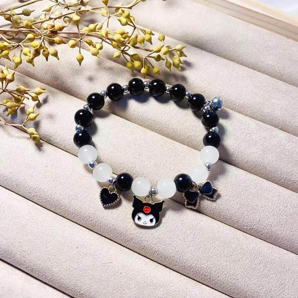 Anime New Sanrioed Melody Cinnamoroll Kuromi Cartoon Bracelets Women Chain Party Kawaii Jewelry Holiday Gifts Girl Elastic Rope