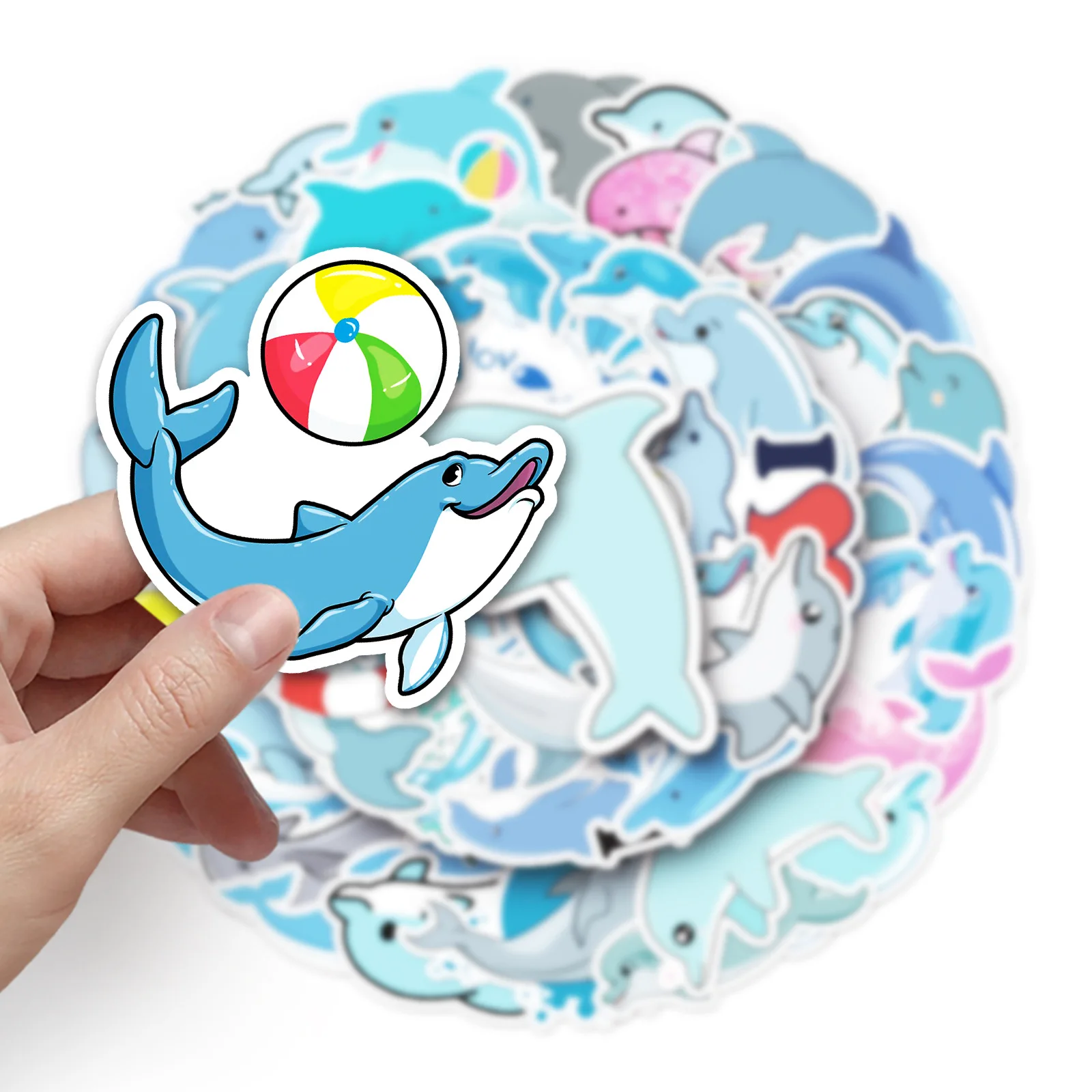 50/100Pcs INS Novelty Cartoon Cute Kawaii Dolphin Series Sticker PVC Waterproof Stickers Decals For Kids Boys Girls Toys Gifts