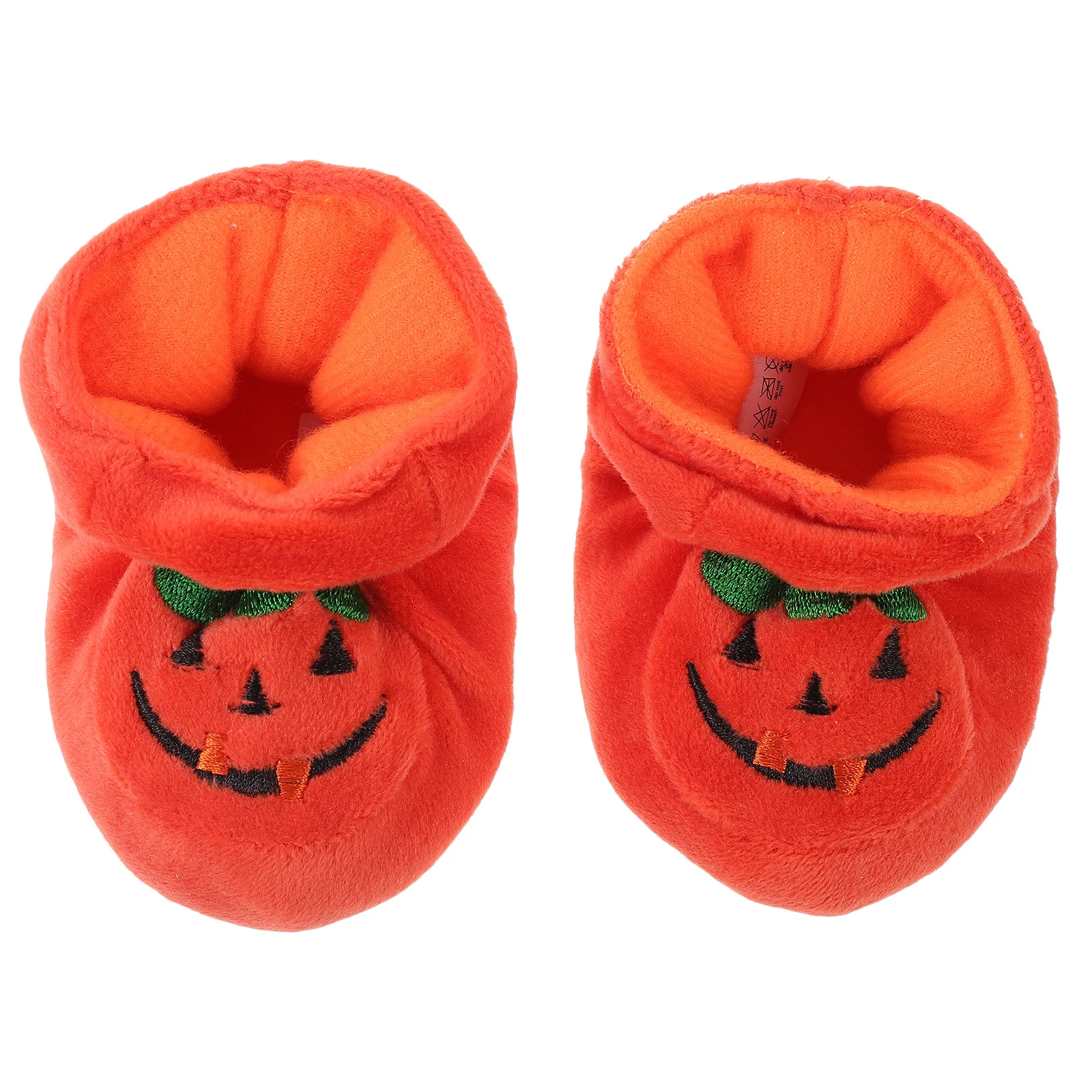 1 زوج أحذية طفل صغير غير قابلة للانزلاق مصنوعة من القطن عالي الجودة أحذية أرضية للأطفال مع نعل قبضة 10 سنتيمتر نمط اليقطين رائع الشتاء