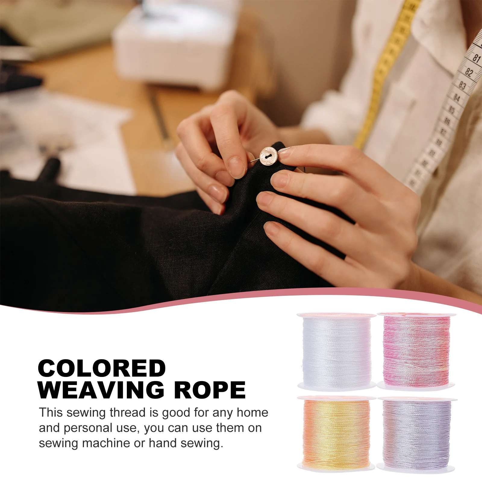 

Colored Silk Thread 4 Rolls for DIY Crafts Beading Embroidery Machine Hand Stitching Decorative Quilting Projects