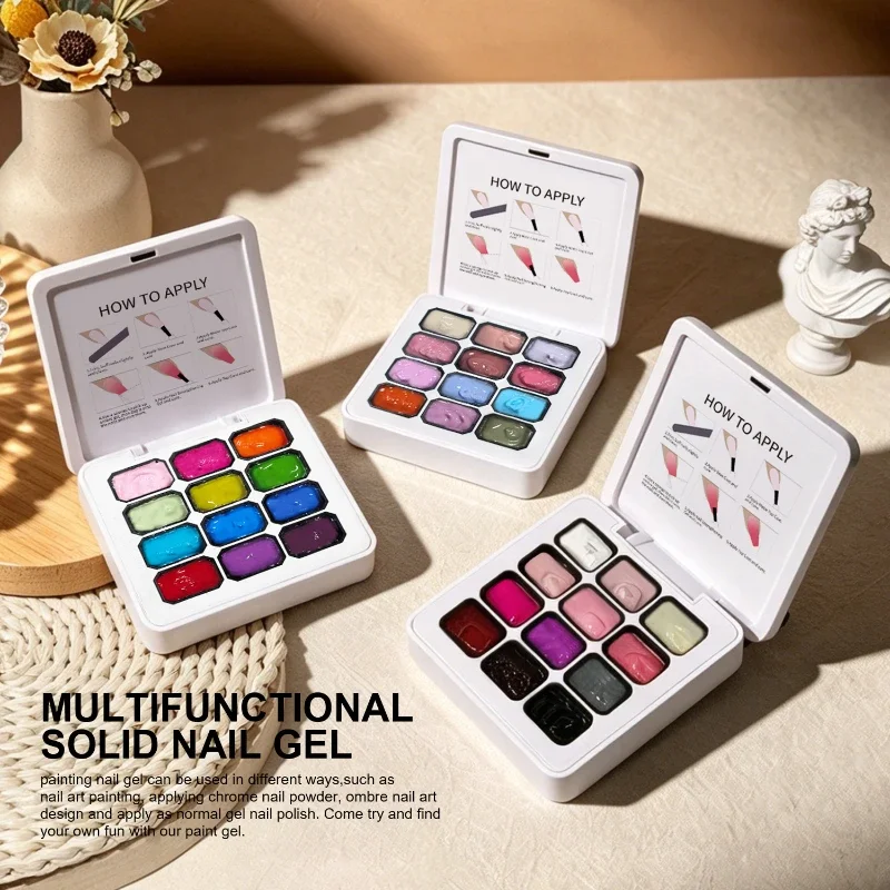

12 Color Rainbow Solid Nail Polish Adhesive High Saturation Gloss Color Nail Kit Patting Gel Polish Uv/led Blush Blooming Aura