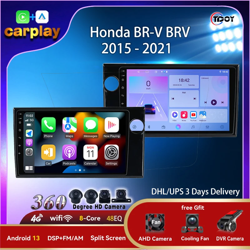 

Android 15 For Honda BR-V BRV 2015-2021 Car Radio Multimedia Stereo Player GPS Navigation Carplay Android Auto Autoradio 4G WIFI