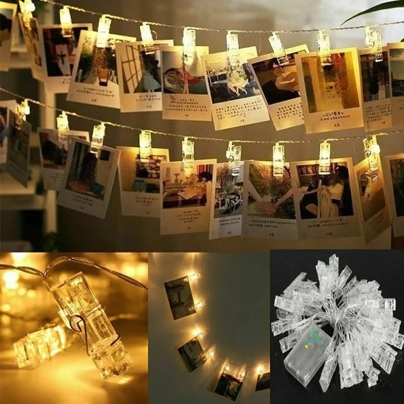 LED Photo Clip String Fairy Lights Card Holder Night Light for Christmas Wedding Bedroom Birthday Valentine Party Home Decor
