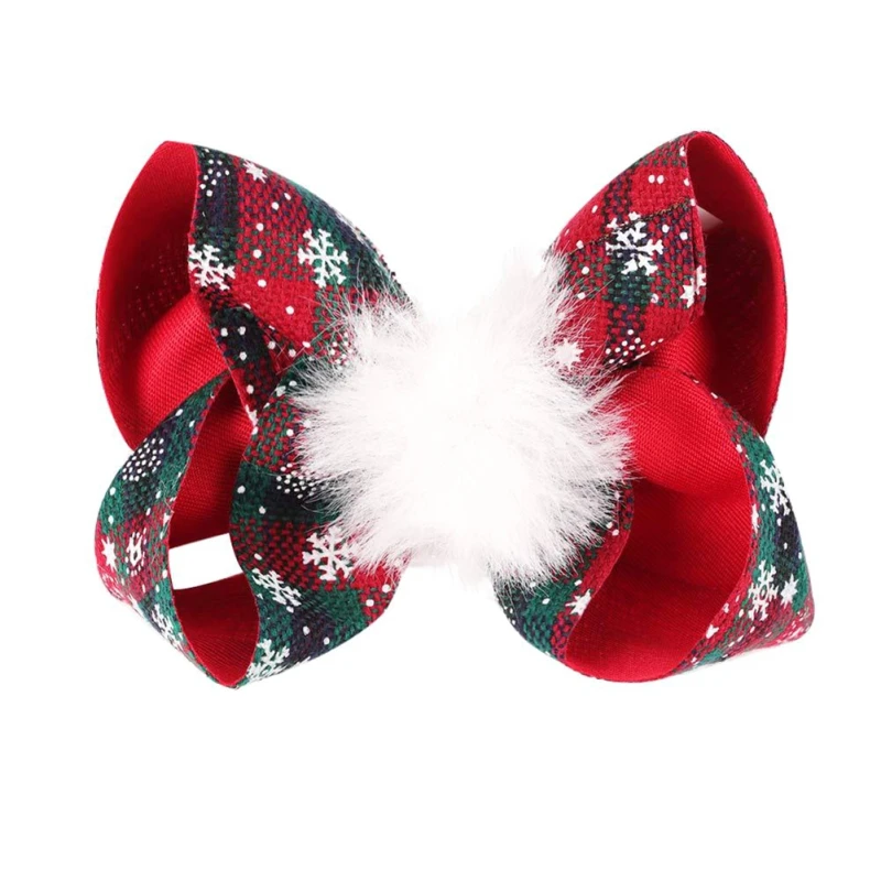 Christmas Hair Clips For Girls Cute Big Bowknot Hairpins Sweet Xmas Hair Clip Plush Hairpin Party Barrettes Kids Headwear Gifts