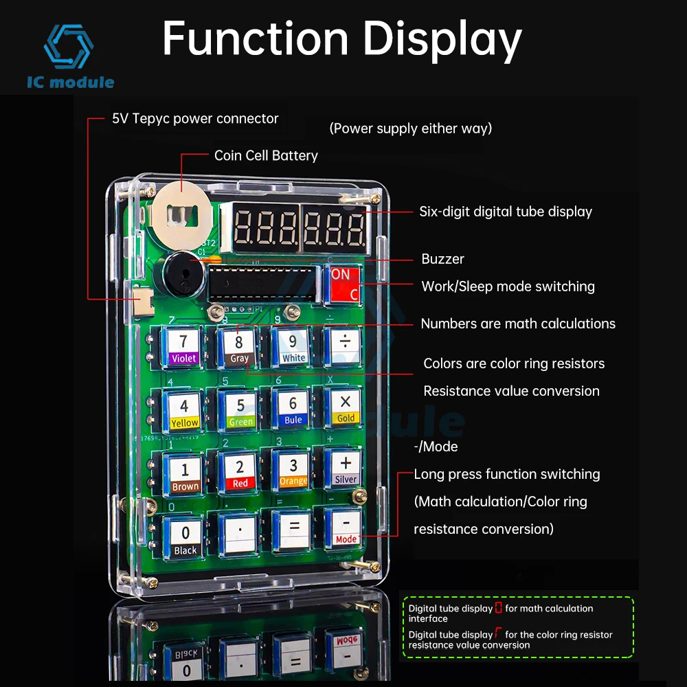 Homemade calculator electronic production kit 51 microcontroller teaching experiment welding practice DIY parts Type-c interface