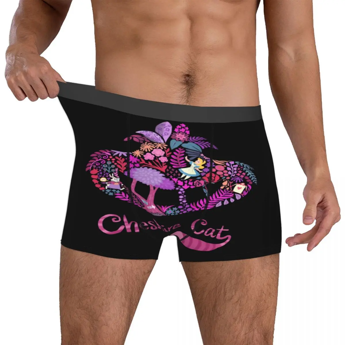 Calzoncillos Boxer personalizados con diseño de gato de anime Cheshires para hombre, ropa interior de manga con dibujos animados impresos en 3D, calzoncillos suaves