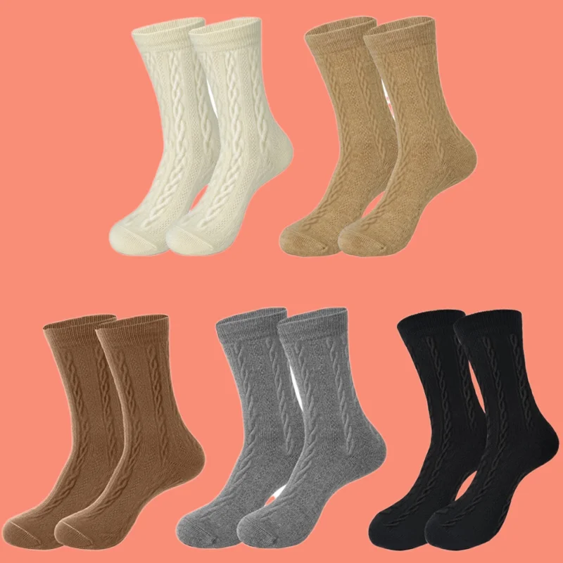 

3/6 Pairs 2024 New Style Twisted Casual Socks Antibacterial Thick Thread Socks Sweat-absorbent And Fashionable Mid-tube Socks