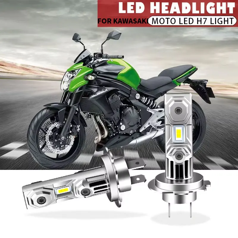 

Motorcycle Headlight 12000LM 60W H7 CSP LED Bulbs Headlight Fanless Wireless Mini Size Design For KAWASAKI ER-6N 2007