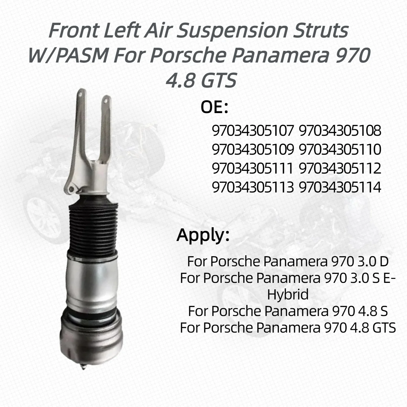 1 Pcs For Front Left Air Suspension Struts W/PASM For Porsche Panamera 970 4.8 GTS 97034305107 97034305108 97034305109