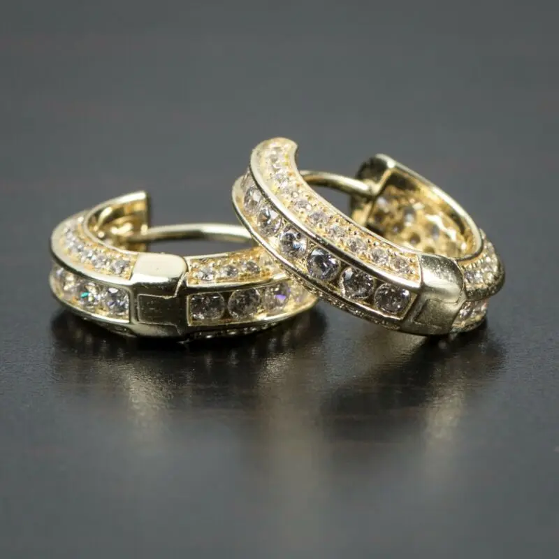 Hip Hop Round Hoop Earrings for Men Crystal Cubic Zirconia Fashion Versatile Male Jewelry Trend Circle Earring Gift