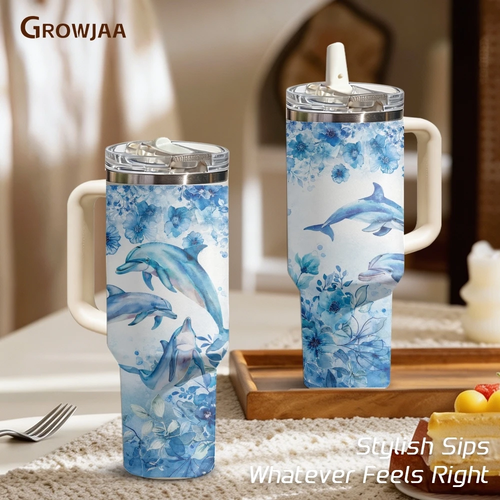 

Blue marine organisms Vacuum Flasks 40oz Vacuum Insulated Travel Mug - Stainless Steel Straw Cup Lid
