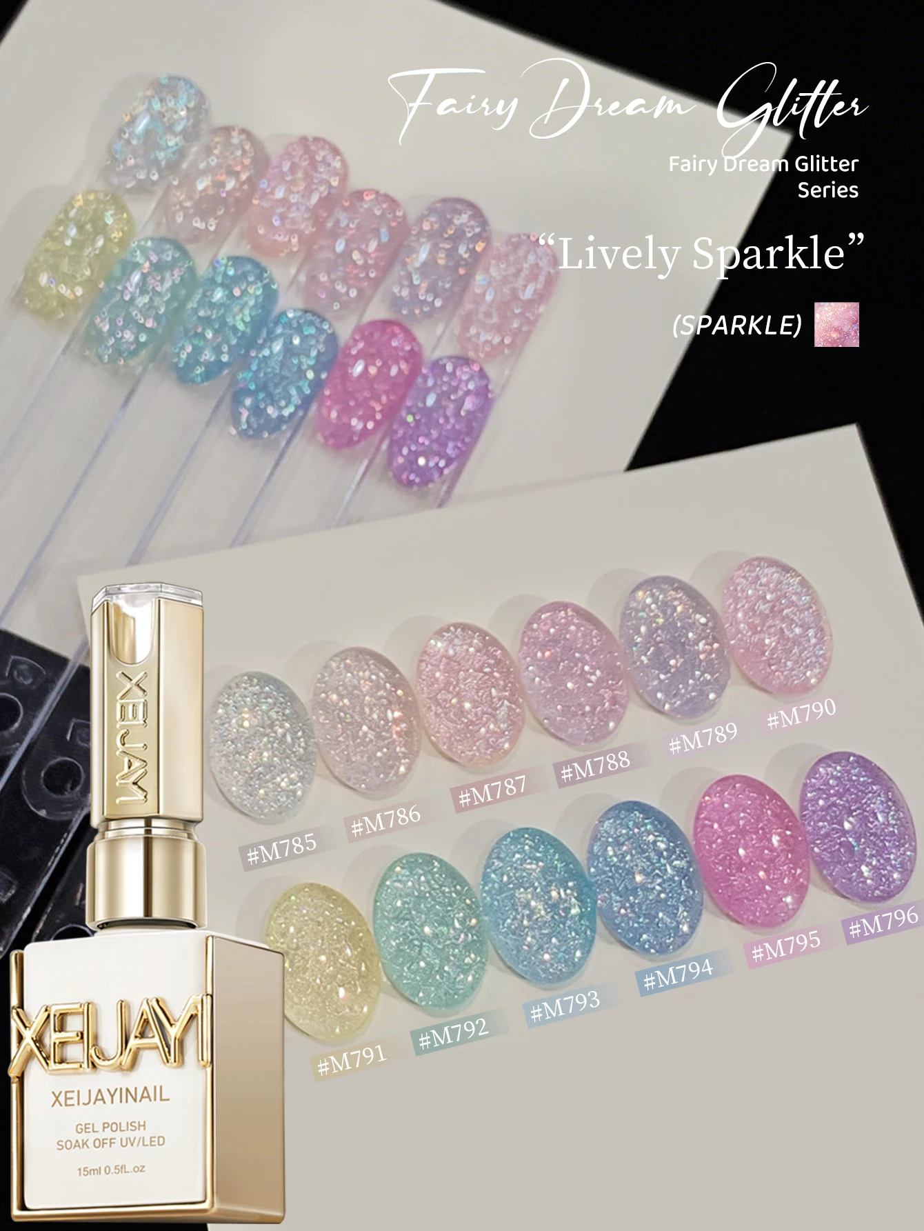 xeijayi-12pcs-15ml-colorful-laser-flash-gel-nail-polish-set-starter-pure-soak-off-no-wipe-nail-gel-polish-suitable