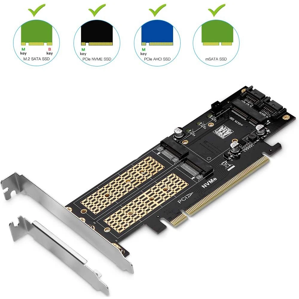 Scheda adattatore SSD NGFF e MSATA 3 in 1, adattatore da M.2 NVME a PCIE/M.2 SATA SSD a SATA III/MSATA a SATA per