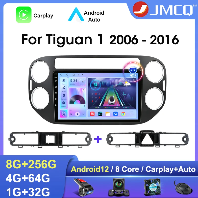 

Автомагнитола JMCQ 2 Din Android 12 для VW Volkswagen Tiguan 1 NF 2006-2016 4G Carplay мультимедийный видеоплеер Авторадио Стерео