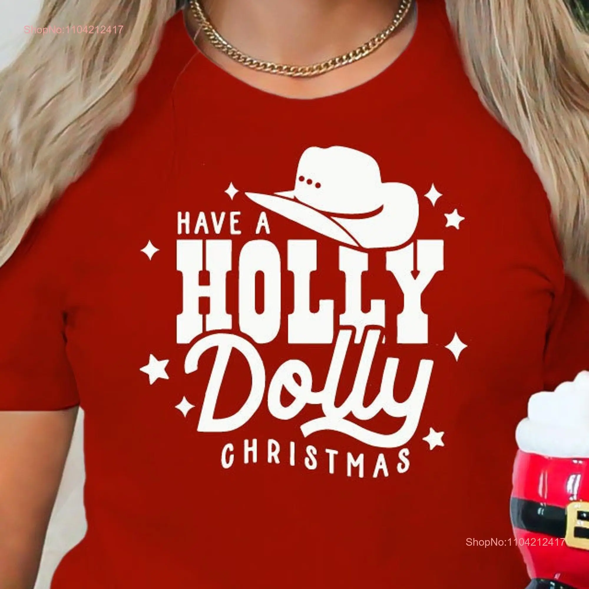 Christmas T Shirt Cute Holiday HOLLY DOLLY long or short sleeves