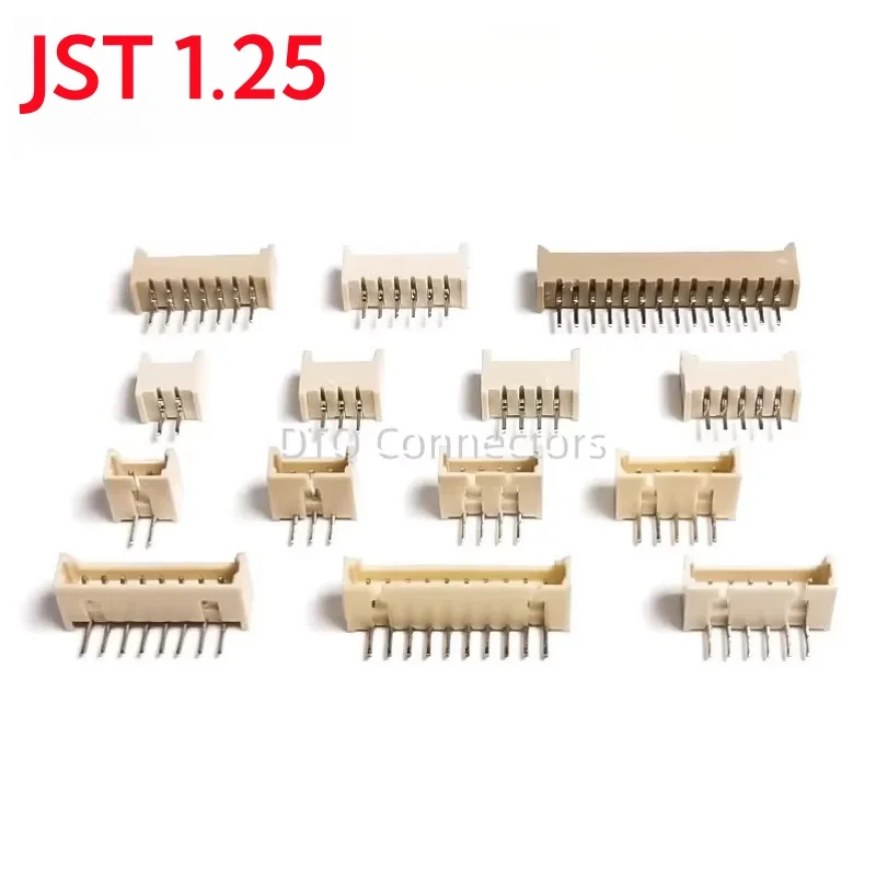 50pcs MICRO JST 1.25 1.25MM Pitch Connector 2P 3P 4P 5P 6P 7P 8P 10P-12PIN Straight Pin Header/Right Angle Curved Needle Socket
