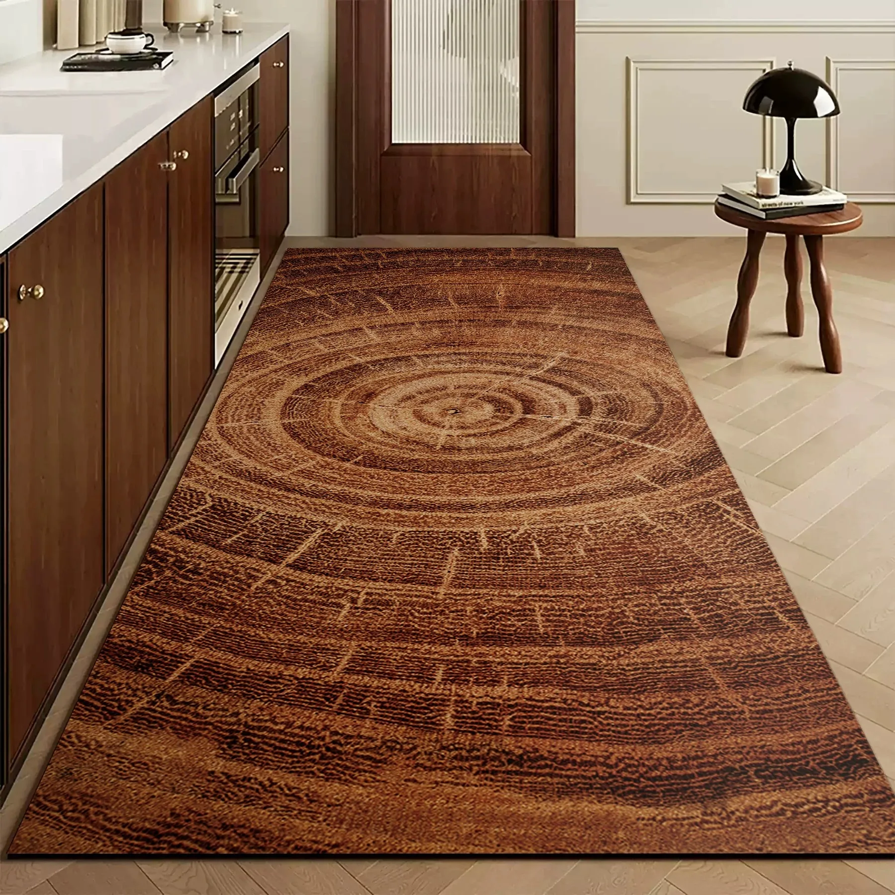 Wood Grain Kitchen Floor Mats Anti-fouling Washable Non-slip Rug Long Strip Runner Rugs Waterproof Oil-proof PVC Leather Carpet