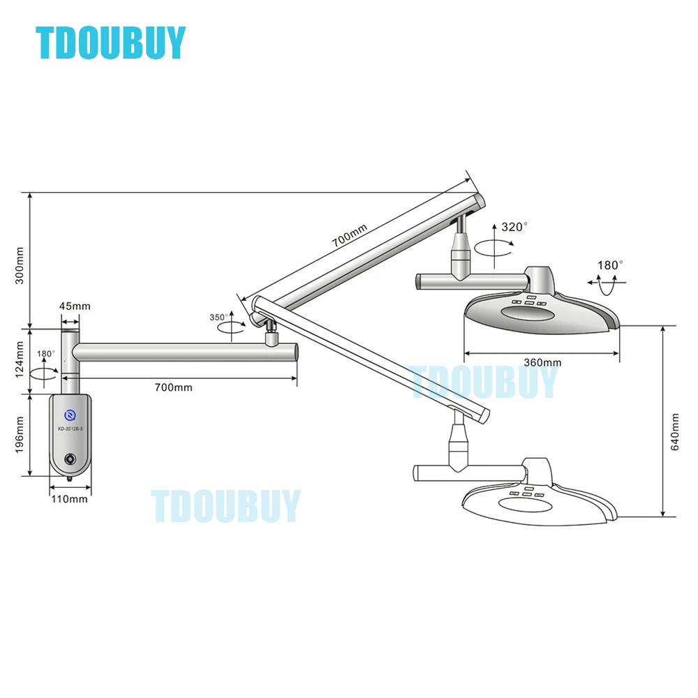 TDOUBUY 90W LED Wall-mounted Surgical Lamp, Hanging High Brightness Operating Light for Dental, Veterinary & Medical Examination
