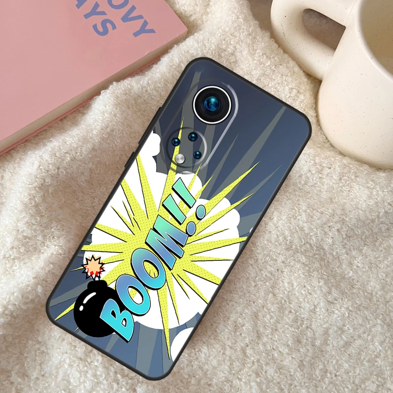 Comic  Speech Bubbles Boom Funda For Huawei P20 P30 P40 P60 Pro P Smart Nova 9 5T Honor Magic5 Lite X8 X9 a 50 70 Case