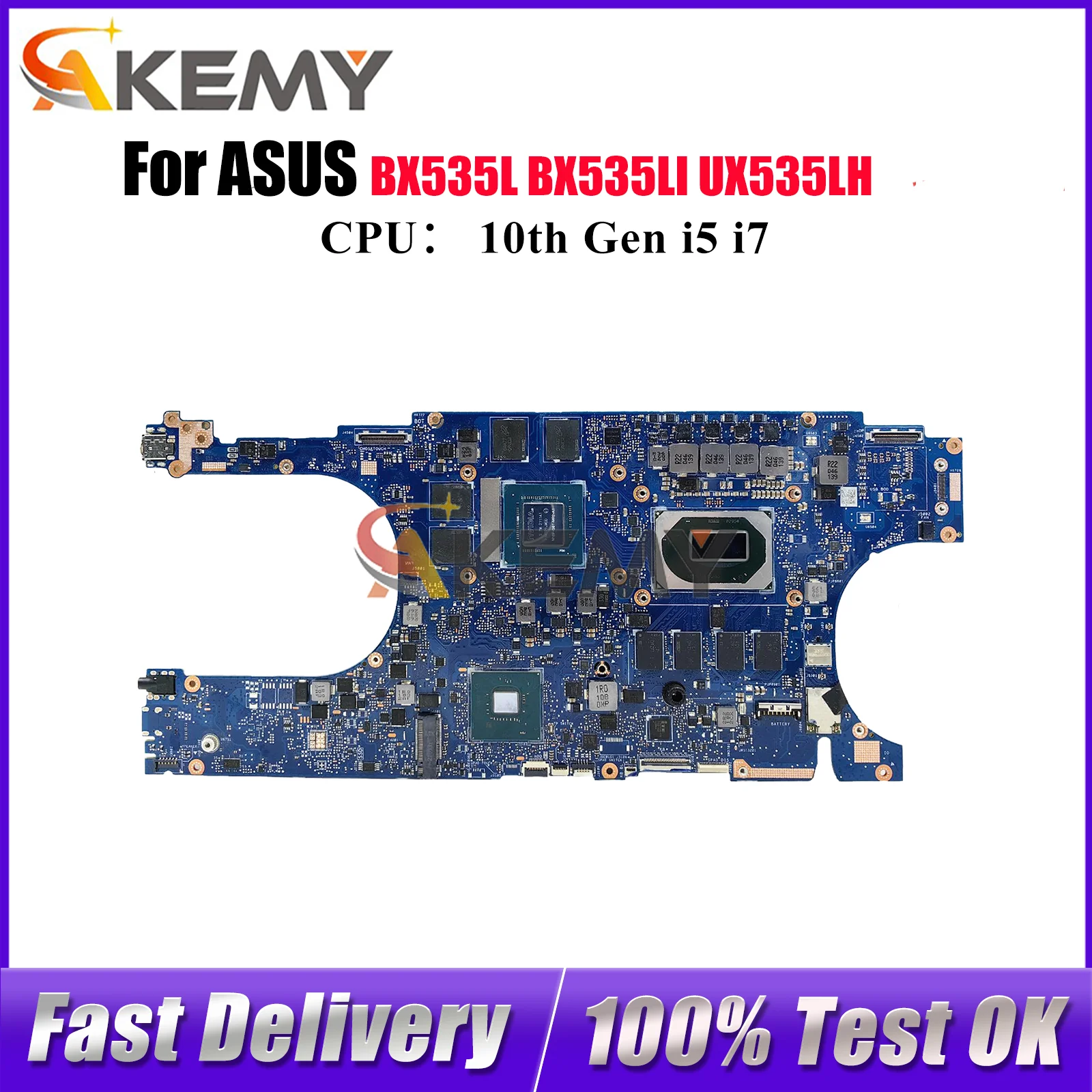 

UX535LH Laptop Motherboard For ASUS ZenBook BX535LH UX53Li UX53LH BX535L UX535 BX535LI Notebook Mainboard With 10th Gen i5 i7