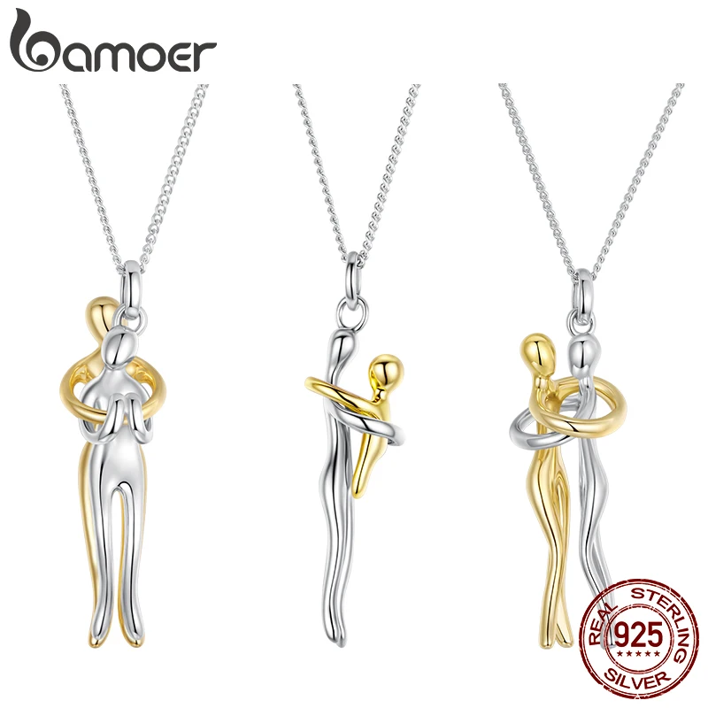 

Двухцветное ожерелье BAMOER из стерлингового серебра 925 пробы, съемный кулон «Сладкая любовь» с О-образной цепочкой для женщин и мужчин, ожерелья для пар «сделай сам»