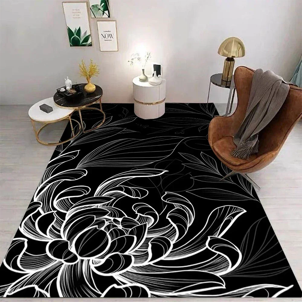 

Ink and Wash Wind Carpet Cartoon Living Room Bedroom Kitchen Sofa Table Balcony Rug Non-slip Washable Mat Home Ornaments