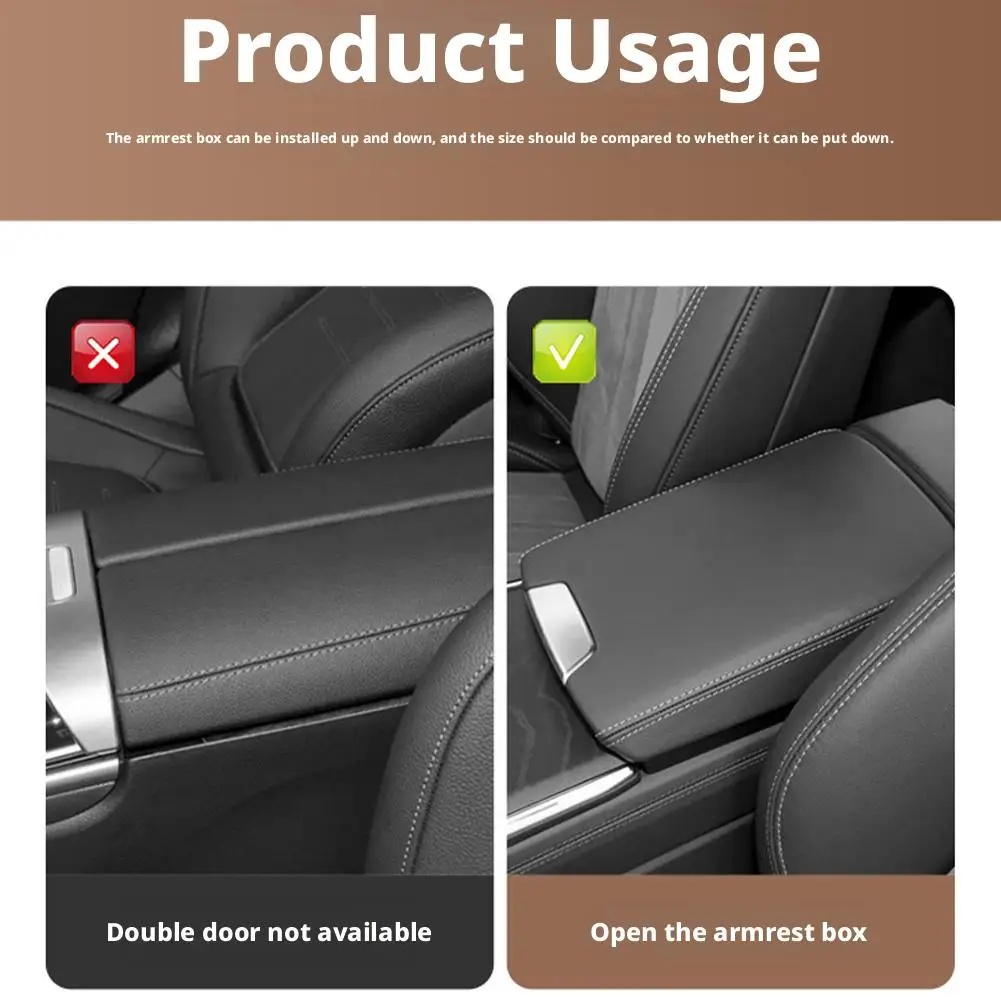 الجلود مسند ذراع السيارة صندوق وسادة رغوة الذاكرة مركز وحدة التحكم الذراع الراحة حامي غطاء مع تخزين جيب الكوع وسادة الراحة #5