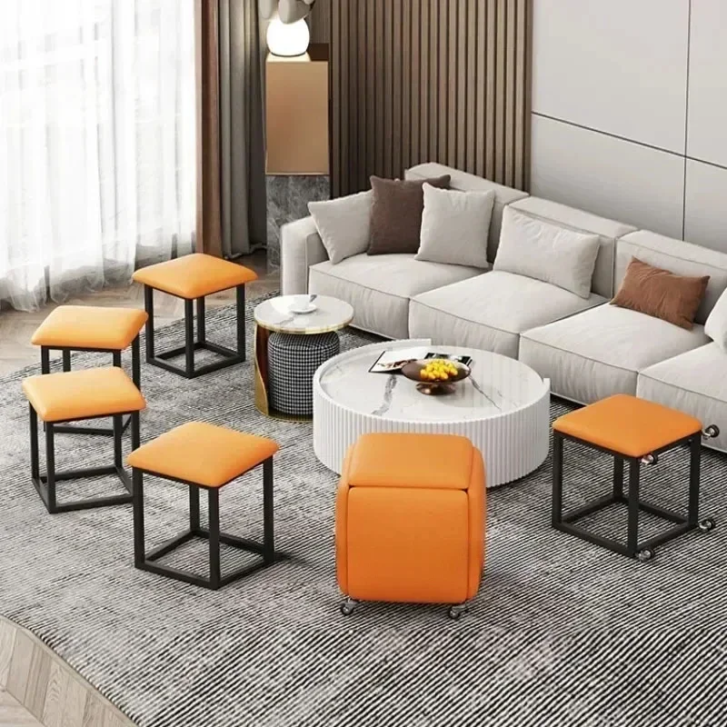 

For Modern 5 In 1 Sofa Stool Creative Living Room Furniture Home Rubik's Cube Combination Fold Stool Iron Storage