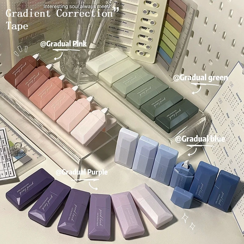 6 قطع شريط تصحيح متدرج اللون سلسلة Instagram Style سعة كبيرة صامتة ناعمة مريحة تسليم القرطاسية المدرسية