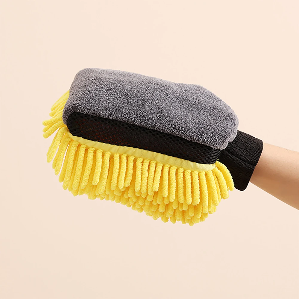 Waterproof Chenille Car Wash Gloves Thick Car Cleaning Mitt Wax Detailing Brush Auto Care Double-faced Glove Car Beauty Wipe Rag