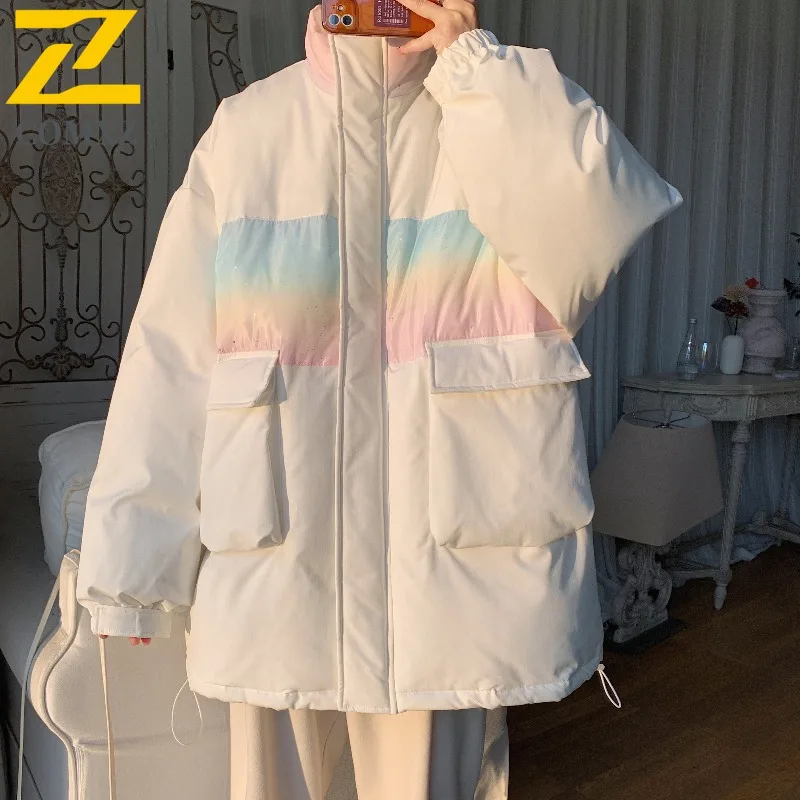 

COMXZ 2025, хлопковая куртка с капюшоном для мужчин и женщин, зимняя японская ретро-стиль, толстая теплая парка на флисовой подкладке, пальто унисекс, свободная верхняя одежда