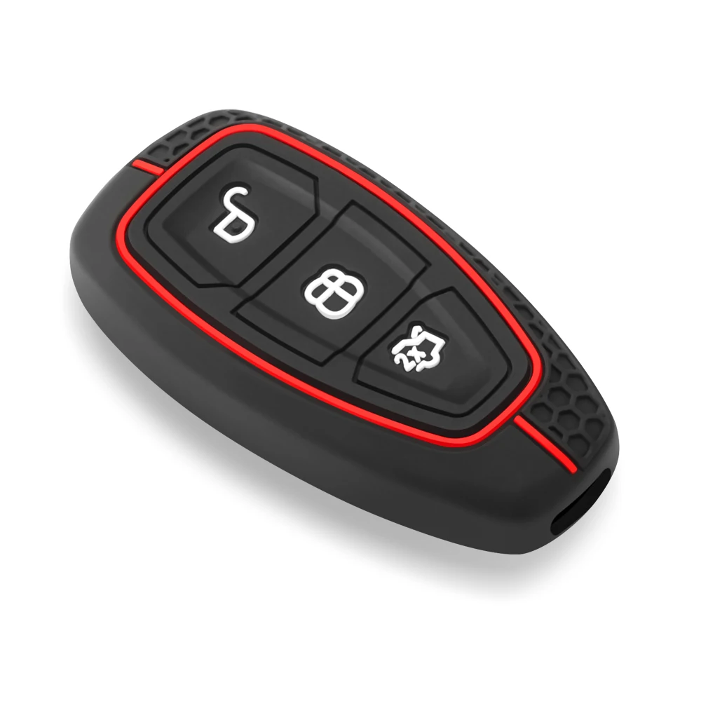 Car Key Pack for Ford ST Line Fiesta Focus Mondeo Ecosport Kuga Puma Edge Escape Metallic Silicone Car Key Fob Case Accessories