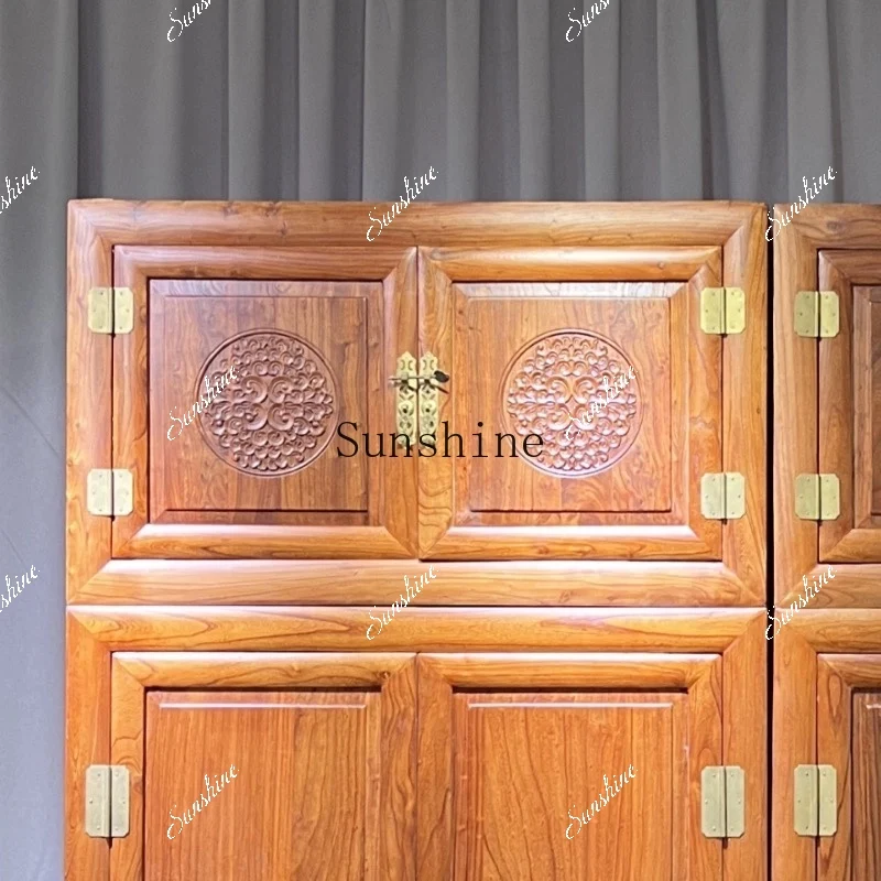 Chinese solid wood wardrobe top box locker bedroom north old elm  FT