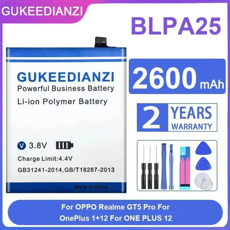 

Высокоэффективный аккумулятор для мобильного телефона 2600 мАч для Oppo Realme GT5 Pro Oneplus 1 + 12 One Plus 12, высокая совместимость BLPA25