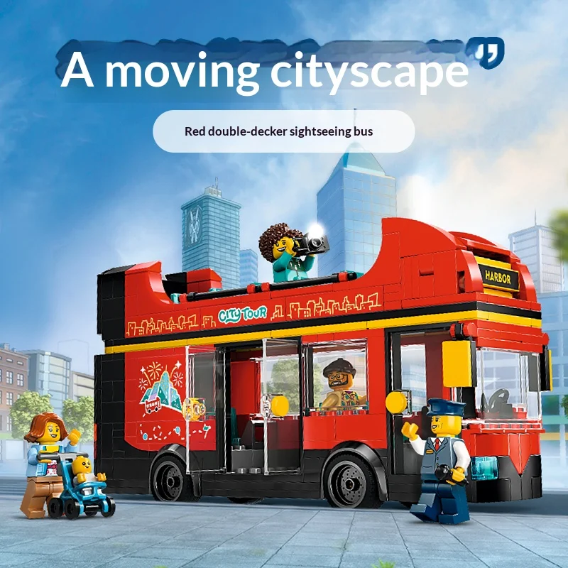 

Серия Lego City 60407, красный двухэтажный экскурсионный автобус, детский конструктор-головоломка для мальчиков и девочек, игрушка в подарок