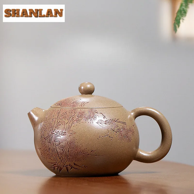 240ml Vintage Yixing Purple Clay Teapots Handmade Xishi Pot Raw Ore Steel Grey Section Mud Kettle With Strainer Zisha Teaset Cha