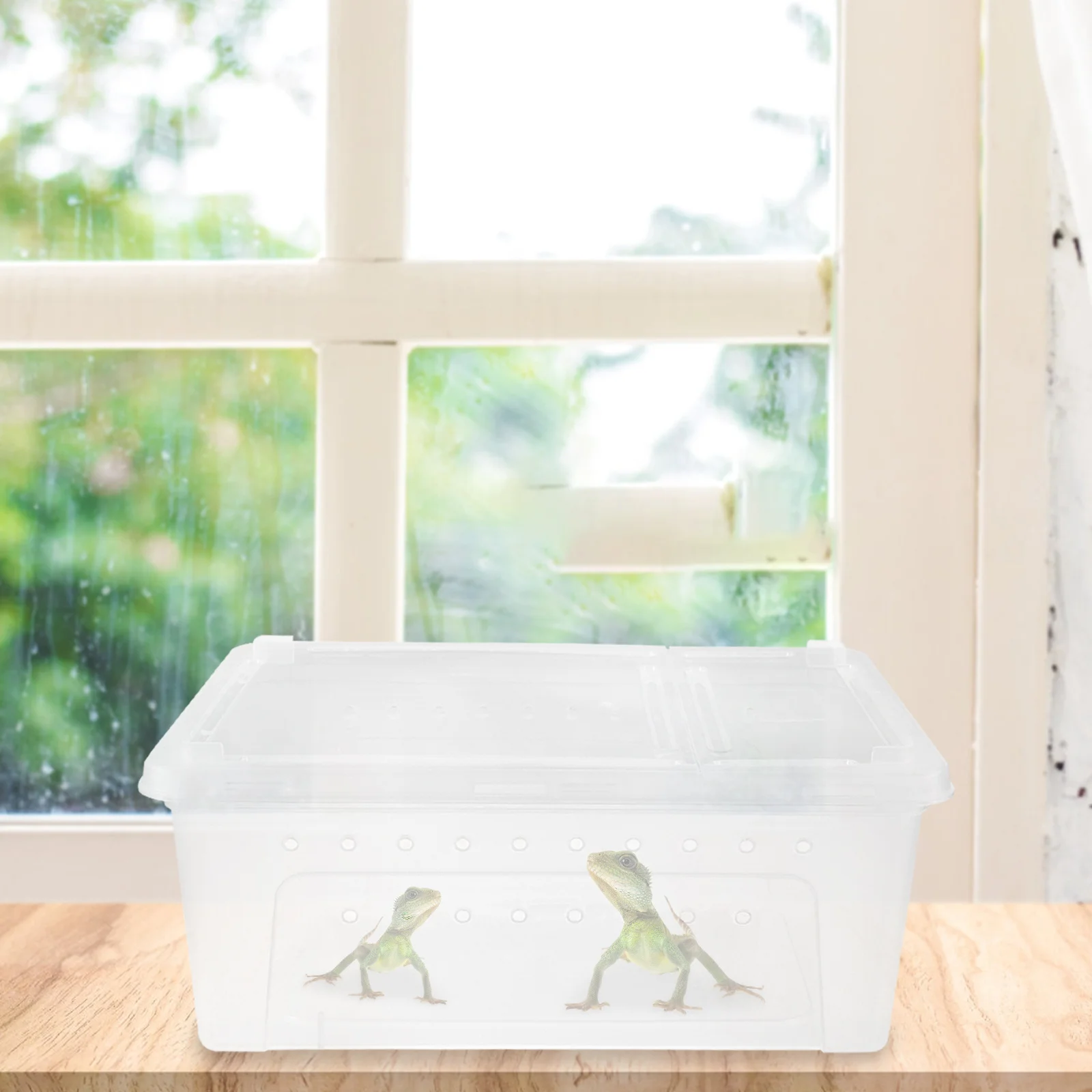 

Reptile Feeding Box Transparent Plastic Case For Snake Gecko Tortoise Scorpion Small Pets Ventilation Holes Anti-Escape Design