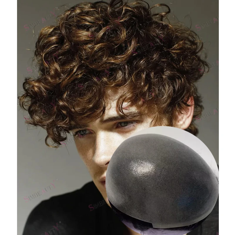 

Мужской парик-накладка 26 мм, ультратонкий, 0.06 мм, с натуральной линией роста волос, невидимый, коричневый, суперпрочный # 7 черно-серых париков