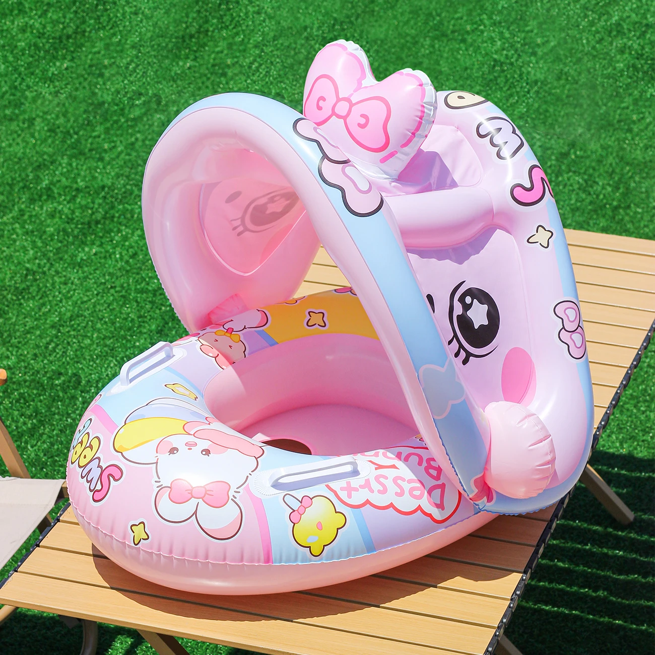 Flotteurs de piscine en forme de lapin, anneau de bain d'été, aide à la natation sur la plage et la piscine, jouets de plage Gea de sécurité aquatique pour fête à la piscine, 1 pièce