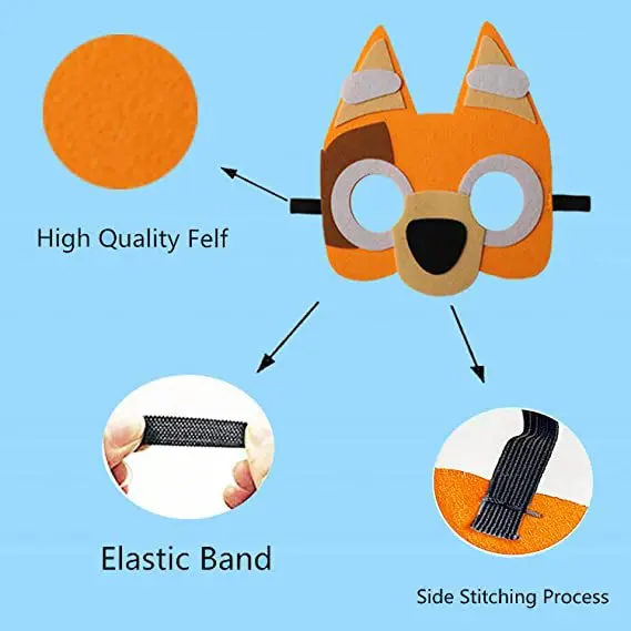 Hot 12Pcs Bluey series Birthday Party Masks Toy Puppy Bluey Kids Costume Masks Patrulla Canina Figure Mask Kids Cosplay Party